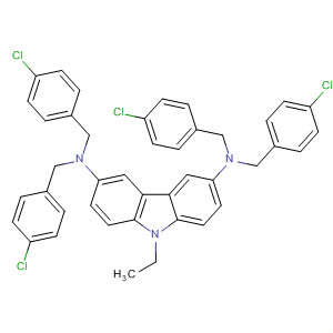 Molecular Structure of 89945-23-3 (9H-Carbazole, 3,6-bis[bis[(4-chlorophenyl)methyl]amino]-9-ethyl-)