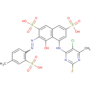 Molecular Structure of 89946-32-7 (2,7-Naphthalenedisulfonic acid,
5-[(5-chloro-2-fluoro-6-methyl-4-pyrimidinyl)amino]-4-hydroxy-3-[(4-meth
yl-2-sulfophenyl)azo]-)