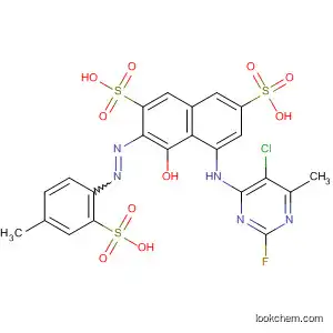 Molecular Structure of 89946-32-7 (2,7-Naphthalenedisulfonic acid,
5-[(5-chloro-2-fluoro-6-methyl-4-pyrimidinyl)amino]-4-hydroxy-3-[(4-meth
yl-2-sulfophenyl)azo]-)