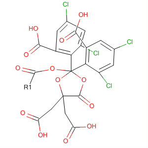 Molecular Structure of 89986-33-4 (1,3-Dioxolane-4,4-diacetic acid, 5-oxo-,
bis(2-carboxy-4,6-dichlorophenyl) ester)