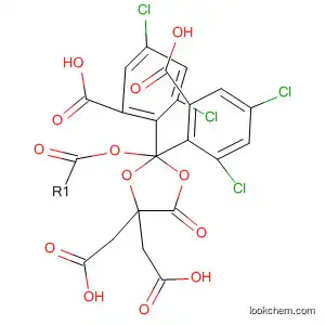 Molecular Structure of 89986-33-4 (1,3-Dioxolane-4,4-diacetic acid, 5-oxo-,
bis(2-carboxy-4,6-dichlorophenyl) ester)