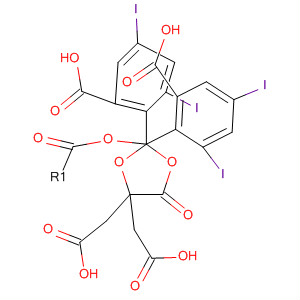Molecular Structure of 89986-35-6 (1,3-Dioxolane-4,4-diacetic acid, 5-oxo-,
bis(2-carboxy-4,6-diiodophenyl) ester)