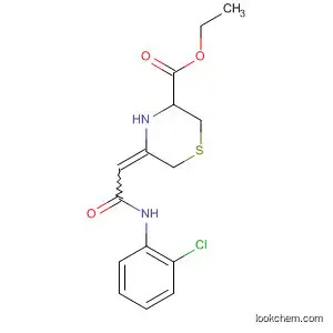 Molecular Structure of 89991-48-0 (3-Thiomorpholinecarboxylic acid,
5-[2-[(2-chlorophenyl)amino]-2-oxoethylidene]-, ethyl ester)