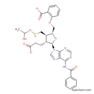Molecular Structure of 90012-83-2 (Adenosine, N-benzoyl-3'-deoxy-3'-[(hydroxyethoxyphosphinyl)methyl]-,
2'-acetate 5'-benzoate)