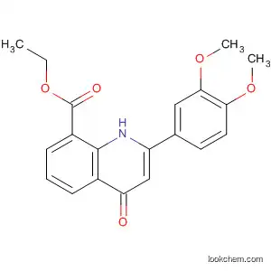 Molecular Structure of 90034-81-4 (8-Quinolinecarboxylic acid,
2-(3,4-dimethoxyphenyl)-1,4-dihydro-4-oxo-, ethyl ester)