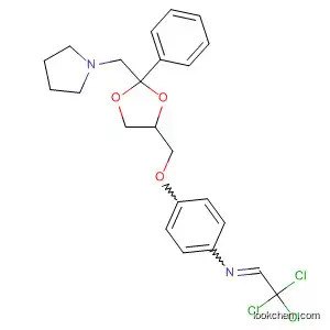 Molecular Structure of 90037-30-2 (Benzenamine,
4-[[2-phenyl-2-(1-pyrrolidinylmethyl)-1,3-dioxolan-4-yl]methoxy]-N-(2,2,2
-trichloroethylidene)-, cis-)