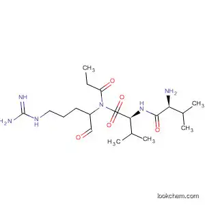 Molecular Structure of 90038-38-3 (L-Valinamide,
N-(1-oxopropyl)-L-valyl-N-[4-[(aminoiminomethyl)amino]-1-formylbutyl]-,
(S)-)