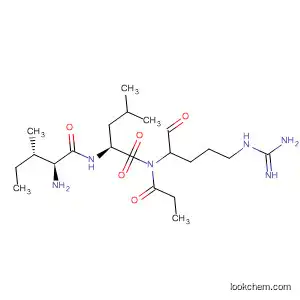 Molecular Structure of 90038-40-7 (L-Leucinamide,
N-(1-oxopropyl)-L-isoleucyl-N-[4-[(aminoiminomethyl)amino]-1-formylbut
yl]-, (S)-)