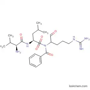 Molecular Structure of 90038-43-0 (L-Leucinamide,
N-benzoyl-L-valyl-N-[4-[(aminoiminomethyl)amino]-1-formylbutyl]-, (S)-)