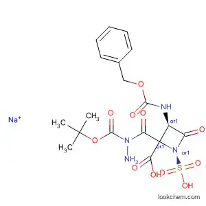 Molecular Structure of 90121-41-8 (2-Azetidinecarboxylic acid,
4-oxo-3-[[(phenylmethoxy)carbonyl]amino]-1-sulfo-,
2-[2-[(1,1-dimethylethoxy)carbonyl]hydrazide], monosodium salt, cis-)