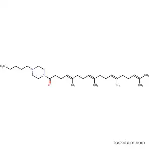 Molecular Structure of 90123-20-9 (Piperazine,
1-pentyl-4-(5,9,13,17-tetramethyl-1-oxo-4,8,12,16-octadecatetraenyl)-,
(E,E,E)-)