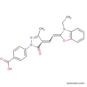 Molecular Structure of 117573-82-7 (Benzoic acid,
4-[4-[(3-ethyl-2(3H)-benzoxazolylidene)ethylidene]-4,5-dihydro-3-methyl
-5-oxo-1H-pyrazol-1-yl]-)