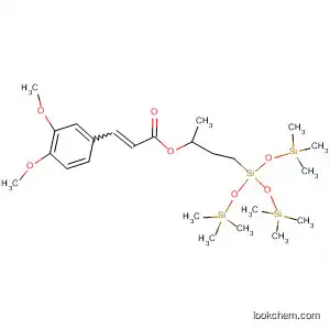 Molecular Structure of 127427-00-3 (2-Propenoic acid, 3-(3,4-dimethoxyphenyl)-,
1-methyl-3-[3,3,3-trimethyl-1,1-bis[(trimethylsilyl)oxy]disiloxanyl]propyl
ester)