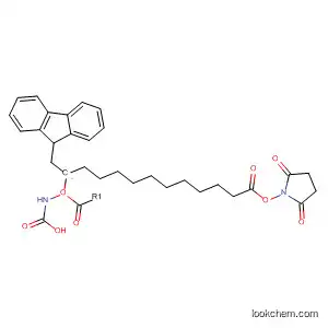 Molecular Structure of 128917-75-9 (Carbamic acid, [12-[(2,5-dioxo-1-pyrrolidinyl)oxy]-12-oxododecyl]-,
9H-fluoren-9-ylmethyl ester)