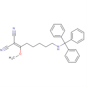 Molecular Structure of 129357-73-9 (Propanedinitrile, [1-methoxy-6-[(triphenylmethyl)amino]hexylidene]-)