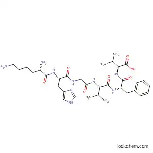 Molecular Structure of 136994-40-6 (L-Valine, N-[N-[N-[N-(N-L-lysyl-L-histidyl)glycyl]-L-valyl]-L-phenylalanyl]-)