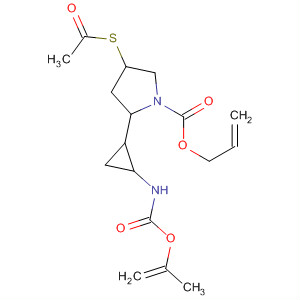 Molecular Structure of 137049-07-1 (1-Pyrrolidinecarboxylic acid,
4-(acetylthio)-2-[2-[[(2-propenyloxy)carbonyl]amino]cyclopropyl]-,
2-propenyl ester)