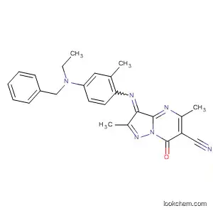 Molecular Structure of 137815-17-9 (Pyrazolo[1,5-a]pyrimidine-6-carbonitrile,
3-[[4-[ethyl(phenylmethyl)amino]-2-methylphenyl]imino]-3,7-dihydro-2,5-
dimethyl-7-oxo-)