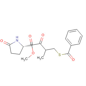 Molecular Structure of 137881-95-9 (L-Proline, 1-[3-(benzoylthio)-2-methyl-1-oxopropyl]-5-oxo-, methyl ester,
(S)-)