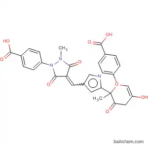 Molecular Structure of 138328-11-7 (Benzoic acid,
4-[4-[[1-(4-carboxyphenyl)-2,3-dihydro-5-hydroxy-2-methyl-3-oxo-1H-pyr
azol-4-yl]methylene]-2-methyl-3,5-dioxo-1-pyrazolidinyl]-)