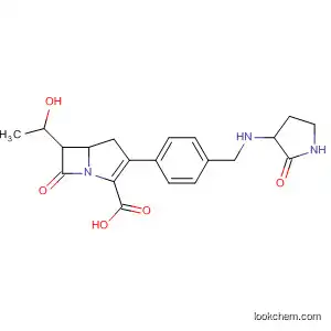 Molecular Structure of 138377-84-1 (1-Azabicyclo[3.2.0]hept-2-ene-2-carboxylic acid,
6-(1-hydroxyethyl)-7-oxo-3-[4-[[(2-oxo-3-pyrrolidinyl)amino]methyl]phenyl
]-)
