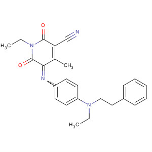 Molecular Structure of 138950-67-1 (3-Pyridinecarbonitrile,
1-ethyl-5-[[4-[ethyl(2-phenylethyl)amino]phenyl]imino]-1,2,5,6-tetrahydro-
4-methyl-2,6-dioxo-)