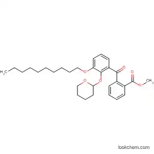 Molecular Structure of 139394-73-3 (Benzoic acid,
2-[3-(decyloxy)-2-[(tetrahydro-2H-pyran-2-yl)oxy]benzoyl]-, methyl ester)