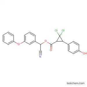 Molecular Structure of 139477-14-8 (Cyclopropanecarboxylic acid, 2,2-dichloro-3-(4-hydroxyphenyl)-,
cyano(3-phenoxyphenyl)methyl ester)