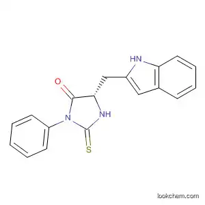 Molecular Structure of 139614-40-7 (4-Imidazolidinone, 5-(1H-indol-2-ylmethyl)-3-phenyl-2-thioxo-, (S)-)