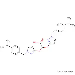 Molecular Structure of 139777-60-9 (Acetic acid,
bis[[1-[[4-(1-methylethyl)phenyl]methyl]-1H-pyrazol-3-yl]oxy]-)