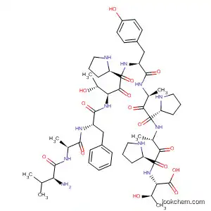 Molecular Structure of 140194-25-8 (L-Threonine,
N-[1-[N-[1-[N-[N-[1-[N-[N-(N-L-valyl-L-alanyl)-L-phenylalanyl]-L-threonyl]-L-
prolyl]-L-tyrosyl]-L-alanyl]-L-prolyl]-L-alanyl]-L-prolyl]-)