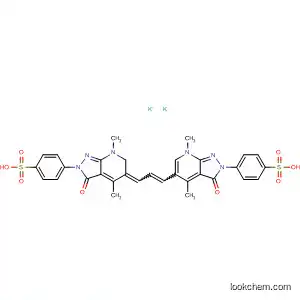 Molecular Structure of 140194-62-3 (Benzenesulfonic acid,
4-[3,7-dihydro-4,7-dimethyl-3-oxo-5-[3-[2,3,6,7-tetrahydro-4,7-dimethyl-
3-oxo-2-(4-sulfophenyl)-5H-pyrazolo[3,4-b]pyridin-5-ylidene]-1-propenyl
]-2H-pyrazolo[3,4-b]pyridin-2-yl]-, dipotassium salt)