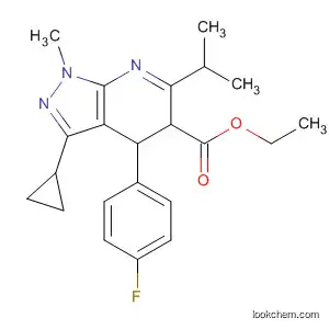 Molecular Structure of 141459-40-7 (1H-Pyrazolo[3,4-b]pyridine-5-carboxylic acid,
3-cyclopropyl-4-(4-fluorophenyl)-4,5-dihydro-1-methyl-6-(1-methylethyl)-,
ethyl ester)