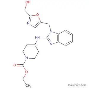 Molecular Structure of 141569-17-7 (1-Piperidinecarboxylic acid,
4-[[1-[[2-(hydroxymethyl)-5-oxazolyl]methyl]-1H-benzimidazol-2-yl]amino
]-, ethyl ester)