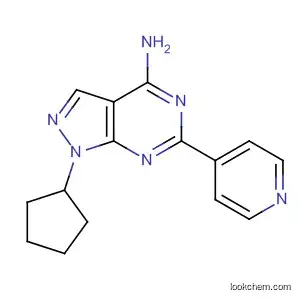 Molecular Structure of 158001-44-6 (1H-Pyrazolo[3,4-d]pyrimidin-4-amine, 1-cyclopentyl-6-(4-pyridinyl)-)