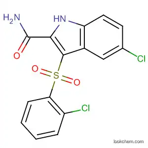 Molecular Structure of 158561-23-0 (1H-Indole-2-carboxamide, 5-chloro-3-[(2-chlorophenyl)sulfonyl]-)