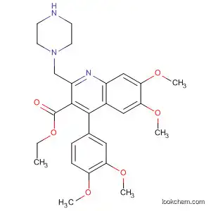 Molecular Structure of 161493-45-4 (3-Quinolinecarboxylic acid,
4-(3,4-dimethoxyphenyl)-6,7-dimethoxy-2-(1-piperazinylmethyl)-, ethyl
ester)