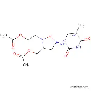 Molecular Structure of 172975-05-2 (2,4(1H,3H)-Pyrimidinedione,
1-[2-[2-(acetyloxy)ethyl]-3-[(acetyloxy)methyl]-5-isoxazolidinyl]-5-methyl-,
cis-)