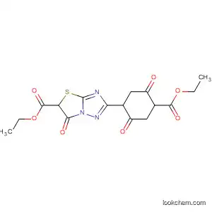 Molecular Structure of 173781-22-1 (Thiazolo[3,2-b][1,2,4]triazole-5-carboxylic acid,
2-[4-(ethoxycarbonyl)-2,5-dioxocyclohexyl]-5,6-dihydro-6-oxo-, ethyl
ester)