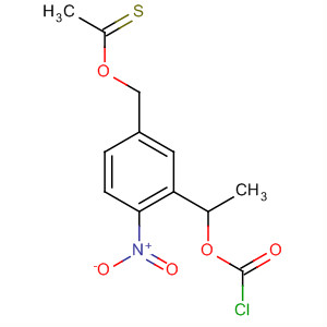 Molecular Structure of 99821-62-2 (Ethanethioic acid,
S-[[3-[1-[(chlorocarbonyl)oxy]ethyl]-4-nitrophenyl]methyl] ester)