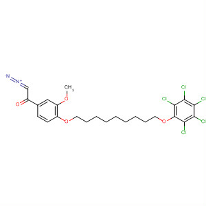 Molecular Structure of 156459-64-2 (Ethanone,
2-diazo-1-[3-methoxy-4-[[9-(pentachlorophenoxy)nonyl]oxy]phenyl]-)