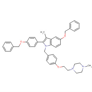 Molecular Structure of 198480-41-0 (1H-Indole,
3-methyl-1-[[4-[2-(4-methyl-1-piperazinyl)ethoxy]phenyl]methyl]-5-(phenyl
methoxy)-2-[4-(phenylmethoxy)phenyl]-)