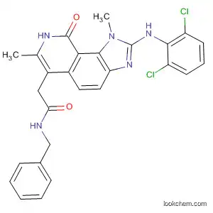 Molecular Structure of 333455-71-3 (1H-Imidazo[4,5-h]isoquinoline-6-acetamide,
2-[(2,6-dichlorophenyl)amino]-8,9-dihydro-1,7-dimethyl-9-oxo-N-(phenyl
methyl)-)