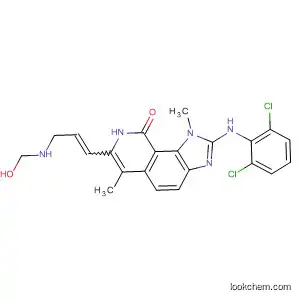 Molecular Structure of 333456-25-0 (9H-Imidazo[4,5-h]isoquinolin-9-one,
2-[(2,6-dichlorophenyl)amino]-1,8-dihydro-7-[3-(hydroxymethylamino)-1-
propenyl]-1,6-dimethyl-)