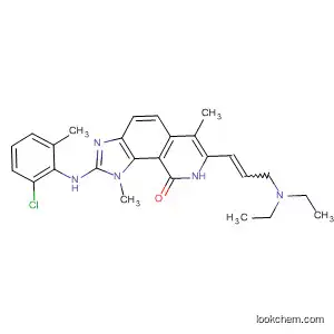 Molecular Structure of 333456-31-8 (9H-Imidazo[4,5-h]isoquinolin-9-one,
2-[(2-chloro-6-methylphenyl)amino]-7-[3-(diethylamino)-1-propenyl]-1,8-
dihydro-1,6-dimethyl-)