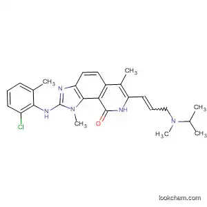 Molecular Structure of 333456-36-3 (9H-Imidazo[4,5-h]isoquinolin-9-one,
2-[(2-chloro-6-methylphenyl)amino]-1,8-dihydro-1,6-dimethyl-7-[3-[meth
yl(1-methylethyl)amino]-1-propenyl]-)