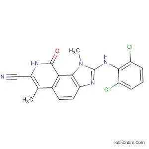 Molecular Structure of 333456-51-2 (1H-Imidazo[4,5-h]isoquinoline-7-carbonitrile,
2-[(2,6-dichlorophenyl)amino]-8,9-dihydro-1,6-dimethyl-9-oxo-)