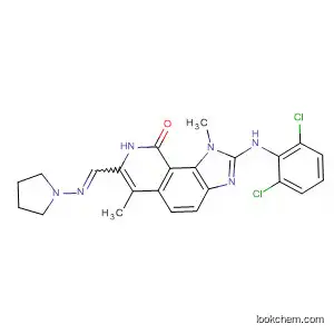 Molecular Structure of 333456-74-9 (9H-Imidazo[4,5-h]isoquinolin-9-one,
2-[(2,6-dichlorophenyl)amino]-1,8-dihydro-1,6-dimethyl-7-[(1-pyrrolidinyl
imino)methyl]-)
