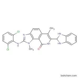 Molecular Structure of 333456-80-7 (9H-Imidazo[4,5-h]isoquinolin-9-one,
2-[(2,6-dichlorophenyl)amino]-7-(2,3-dihydro-1H-benzimidazol-2-yl)-1,8
-dihydro-1,6-dimethyl-)