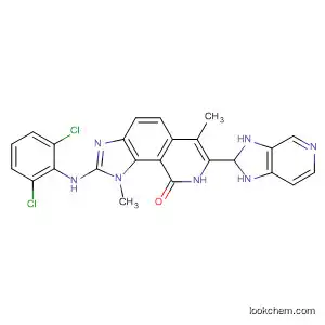 Molecular Structure of 333456-94-3 (9H-Imidazo[4,5-h]isoquinolin-9-one,
2-[(2,6-dichlorophenyl)amino]-7-(2,3-dihydro-1H-imidazo[4,5-c]pyridin-
2-yl)-1,8-dihydro-1,6-dimethyl-)